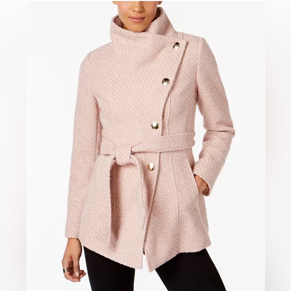 INC International Concepts Blush Pink Textured Wrap Coat Small